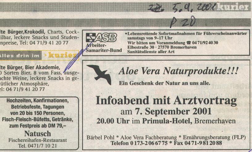 Bild: Vortragsank&uuml;ndigung im 