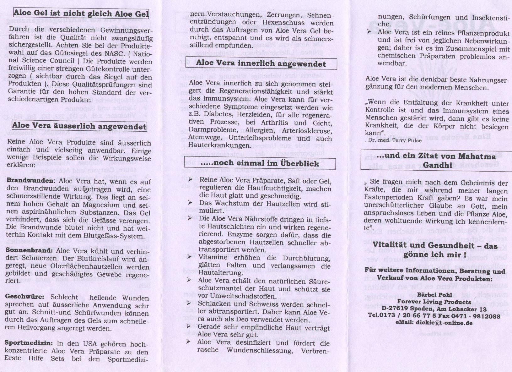 Bild: Faltblatt mit gesundheitsbezogenen Aussagen