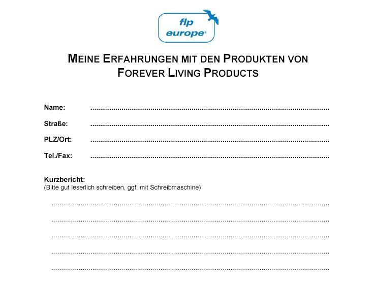 Bild: Ein Formular fuer Erfahrungsberichte, Oberteil