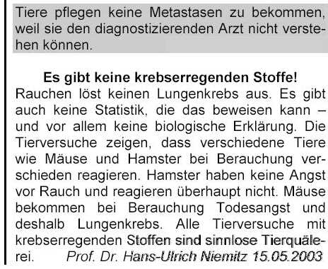 Es gibt keine krebserregenden Stoffe!
