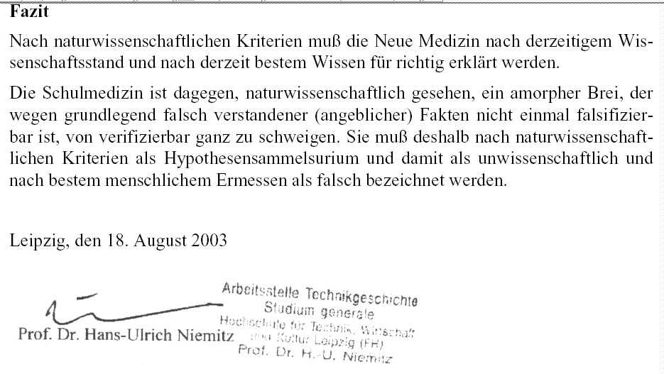 Niemitz, Gutachten, Unterschrift