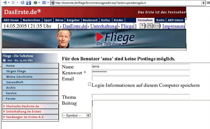 Kritiker sperrt die ARD aus. Wahrheit schadet dem 
Gesch&auml;ft...