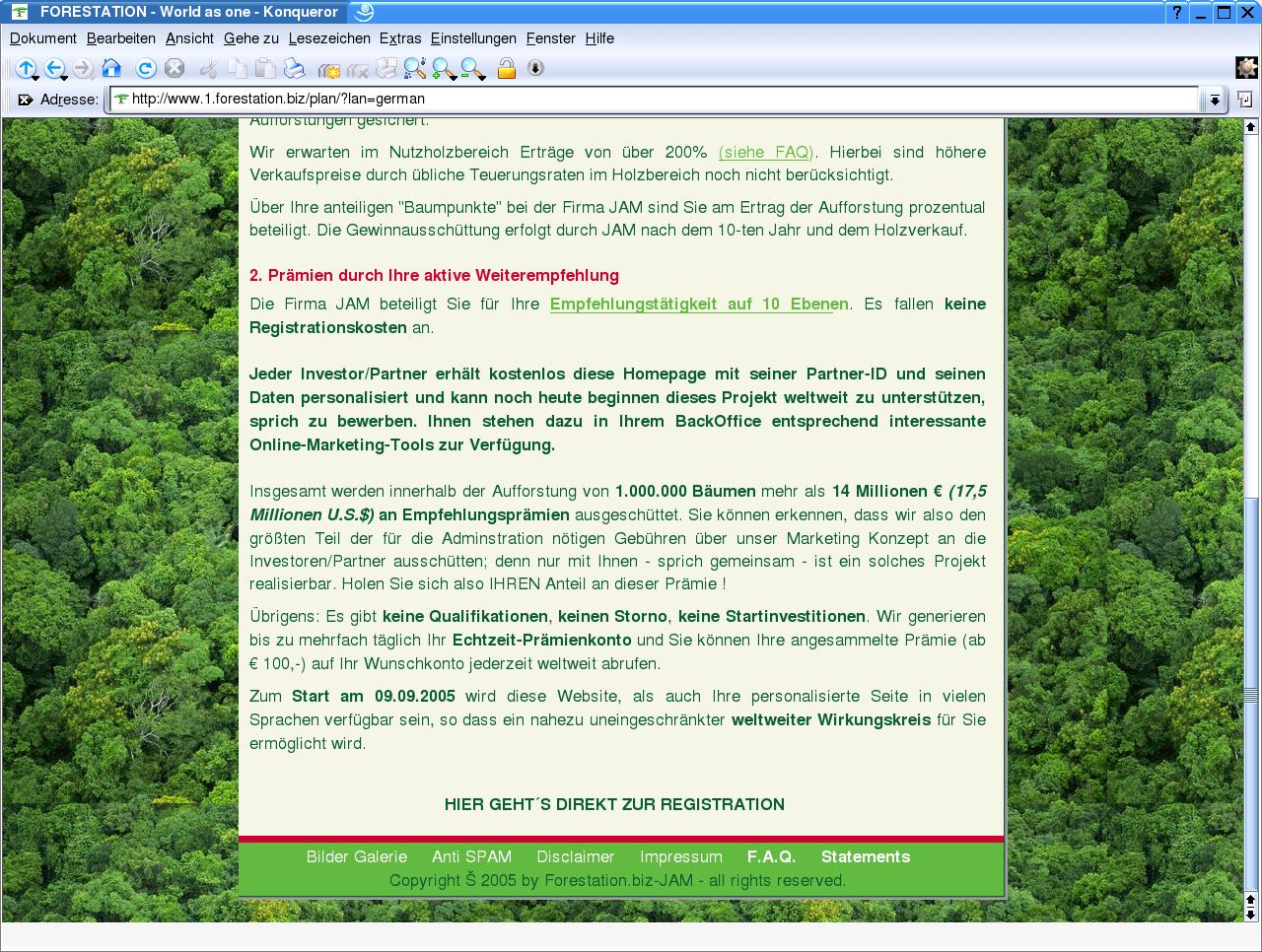 Reklame, 2. Teil, von forestation.biz