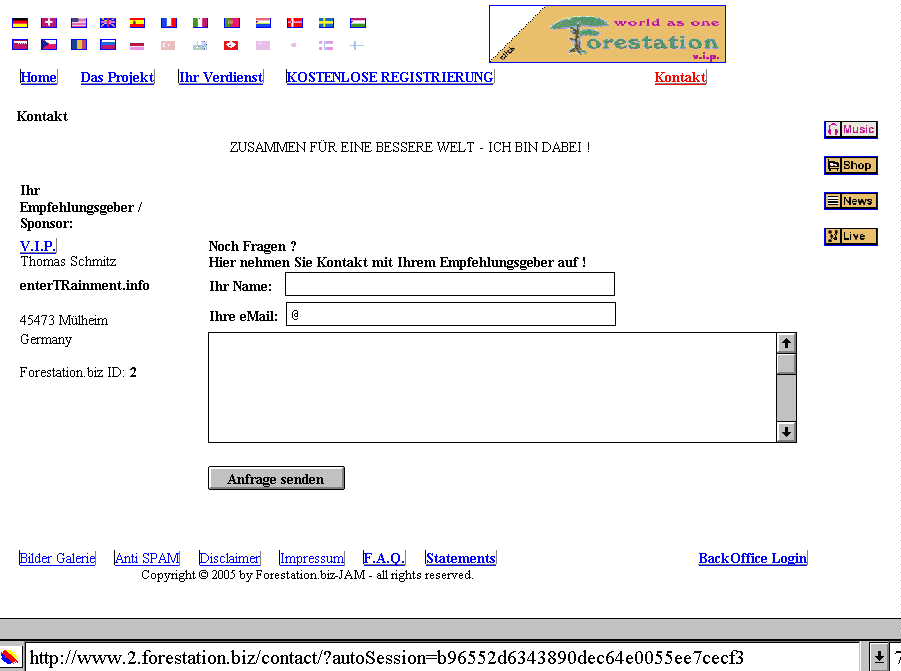 Reklameseite Nummer 2 von forestation.biz