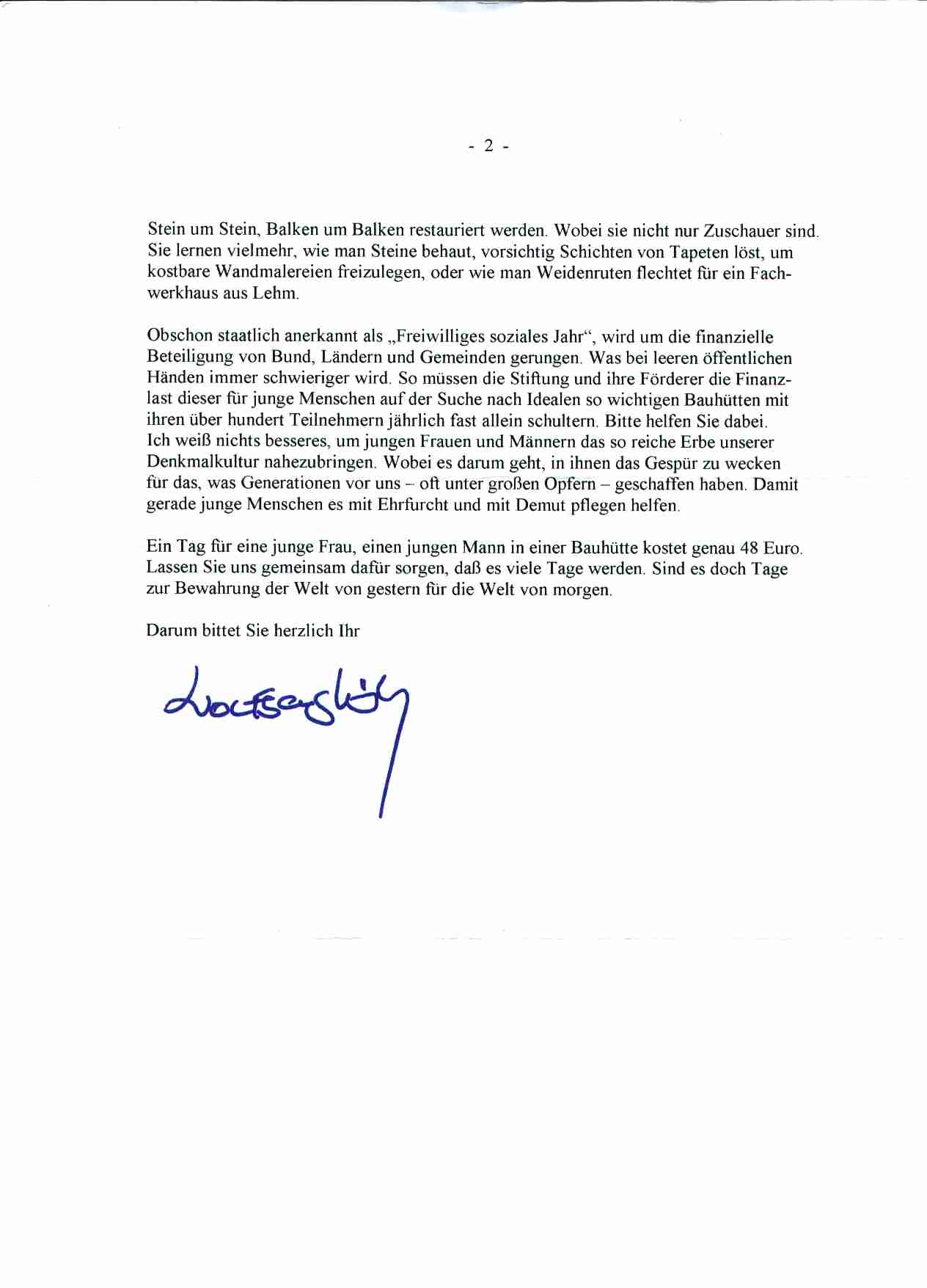 Brief von Wolfgang Voelz, 2. Seite